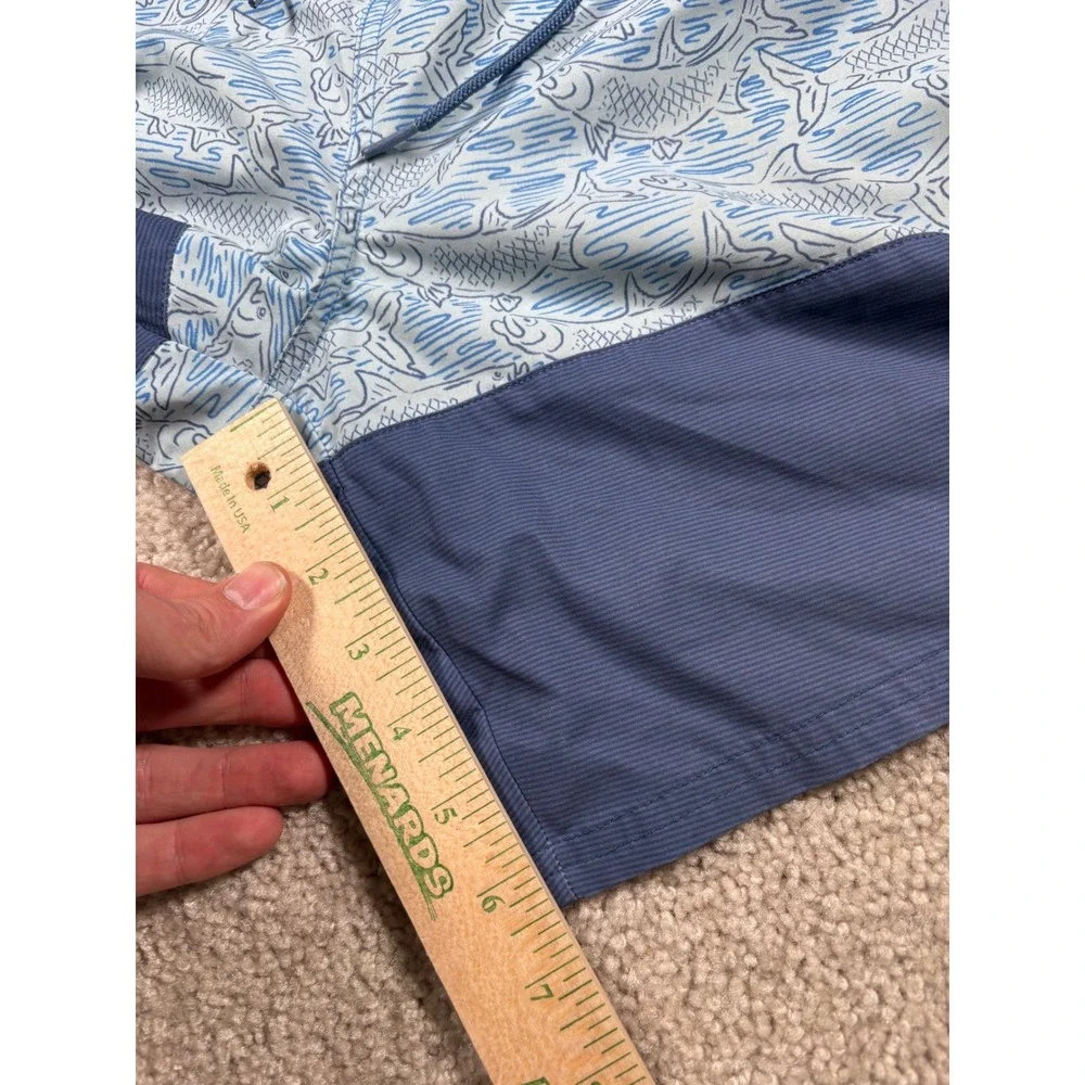 Vineyard Vines Mens XL Blue Colorblock Fish Chappy Swim Trunks 7 Inch Inseam